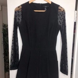 Black Polka Dot Long Sleeved Romper